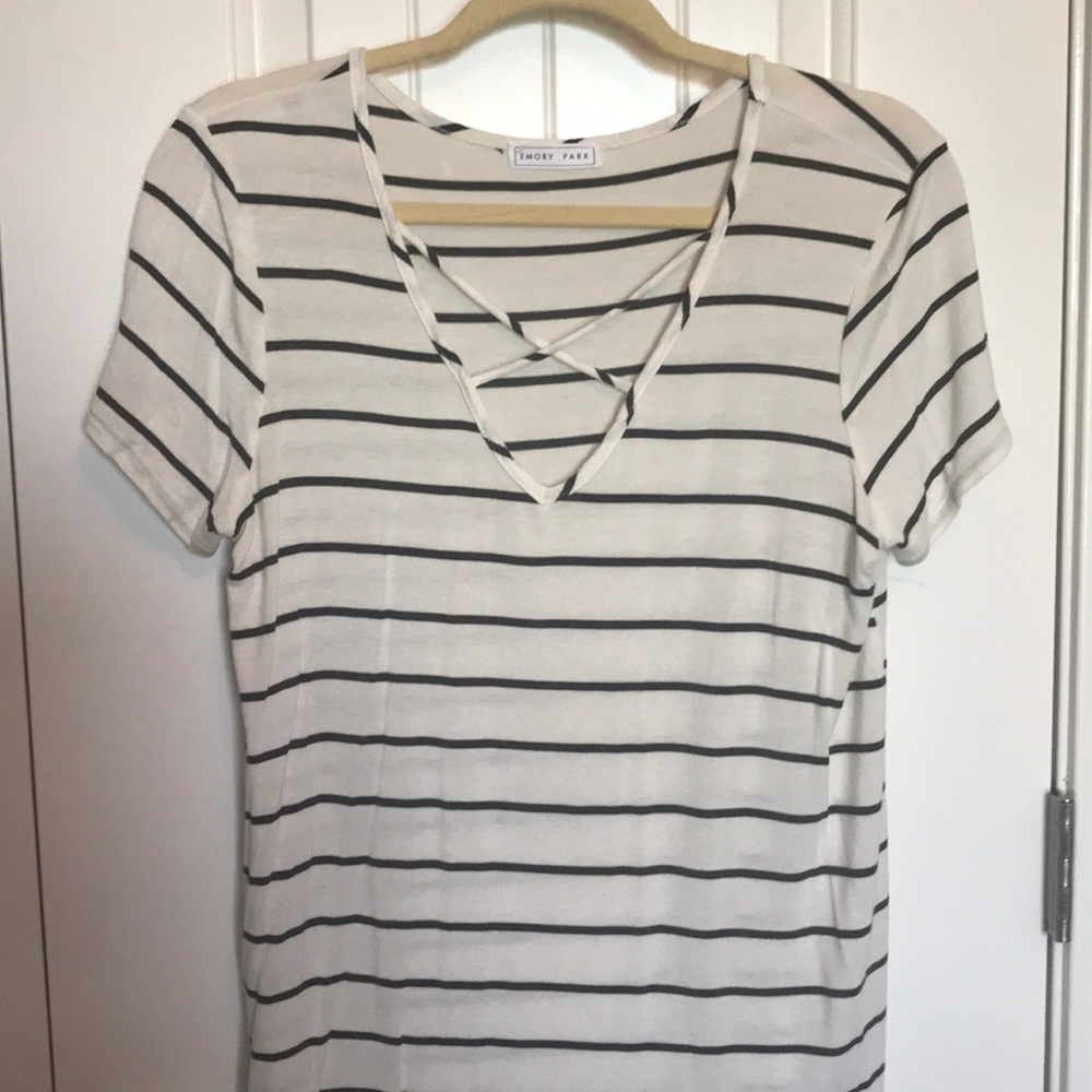 Cream and black striped tee